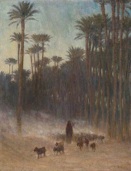 Arab Women under Palms with Goats, 1908, Brian Hatton