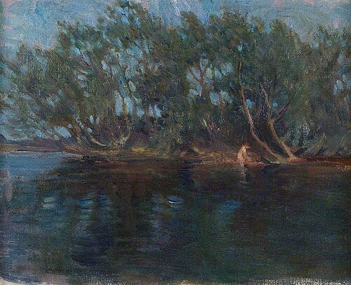 Trees by Water, Lugg Meadows, 1911, Brian Hatton