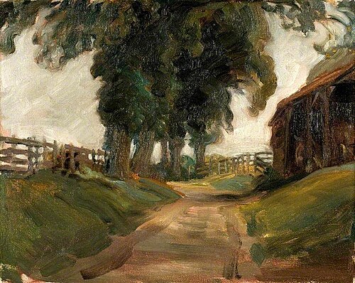 Study of a Lane and Barn, 1911, Brian Hatton