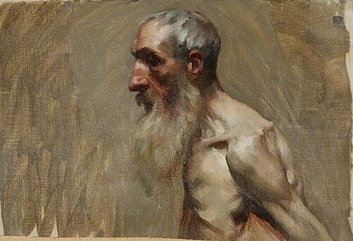 Half-Length Portrait of a Nude Man with a Beard, , Brian Hatton