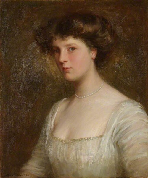 Lady with Pearls in a White Dress, , Brian Hatton