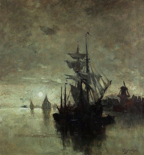 Moonlight in Dordrecht, 1889, Clara Montalba