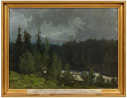 Landscape with Forest and River. Study, , Anna Nordlander