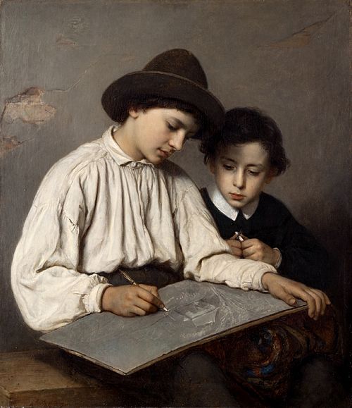 Boys drawing, 1864, Sofie Ribbing