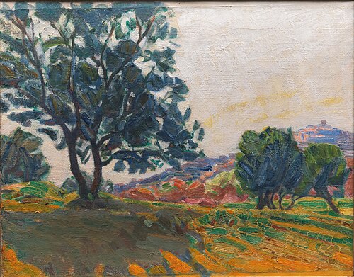 The Olive Grove. With Cagnes in the Background. Against the Light, 1923, Niels Larsen Stevns