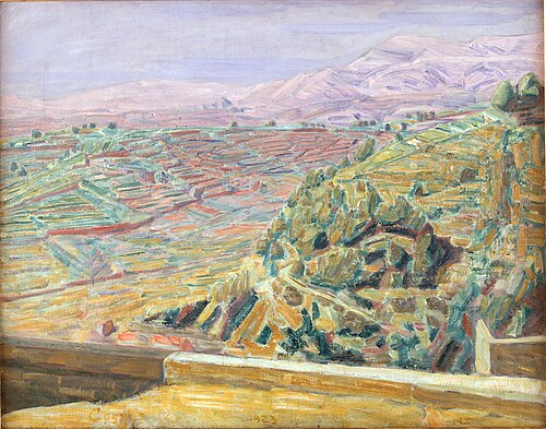 Udsigt fra Slotspladsen, Cagnes, 1923, Niels Larsen Stevns