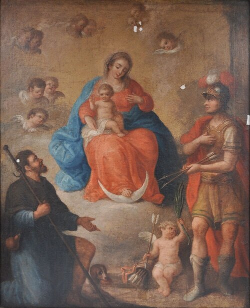 Baročno bandero Mati božja z detetom, 1780, Andreas Herrlein