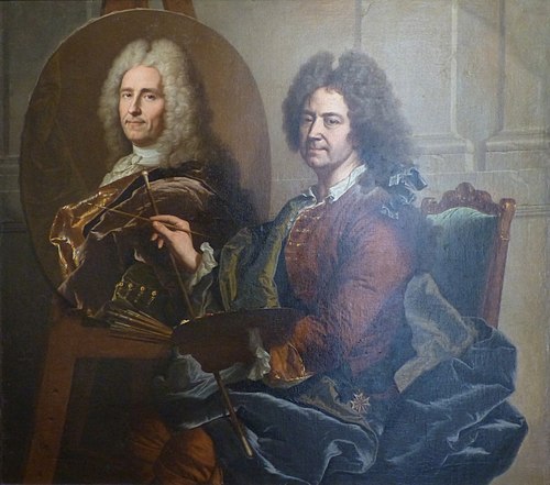 Autoportrait devant le portrait de François Castanier, 1730, Hyacinthe Rigaud
