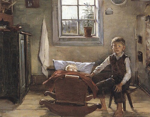 Kun äiti on poissa (Lapsia tuvassa), 1891, Helena Westermarck