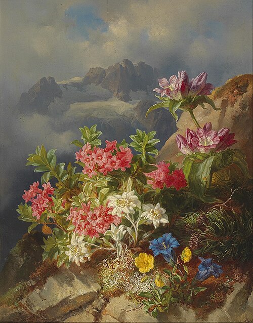 Still Life with Alpine Flowers, 1882, Andreas Lach