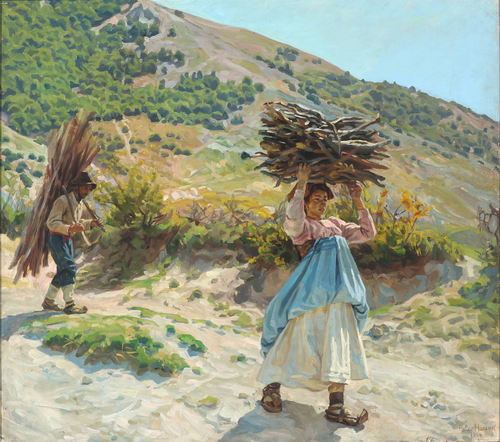 Italians collecting firewood., 1904, Peter Hansen