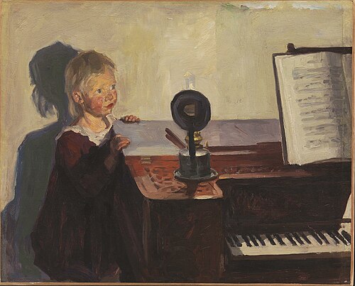 Bimse ved klaveret, 1902, Peter Hansen