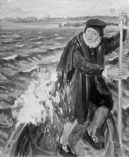 Præsten Hans Madsen stager over til Horneland, 1916, Peter Hansen