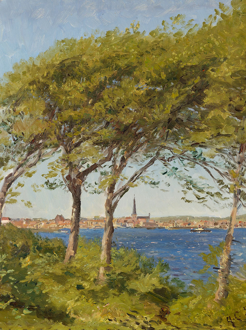 View of Helsingborg, Sweden, from the coast of Zealand., 1895, Godfred Christensen