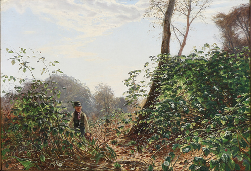 A boy going in to a rasberry bush, 1871, Godfred Christensen