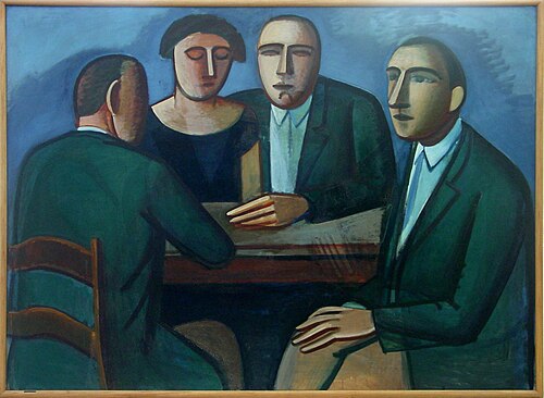 Figurgruppe omkring et bord, 1927, Vilhelm Lundstrøm