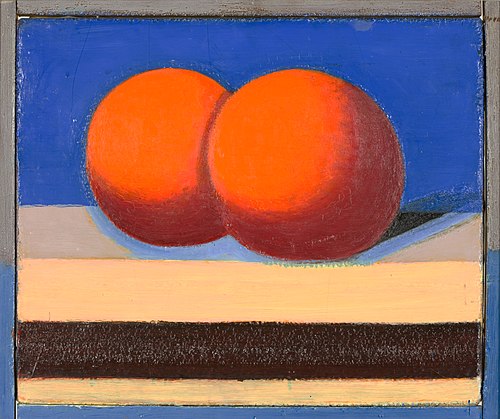 Two oranges on a table., 1933, Vilhelm Lundstrøm