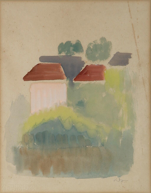 A view of some houses., 1950, Vilhelm Lundstrøm
