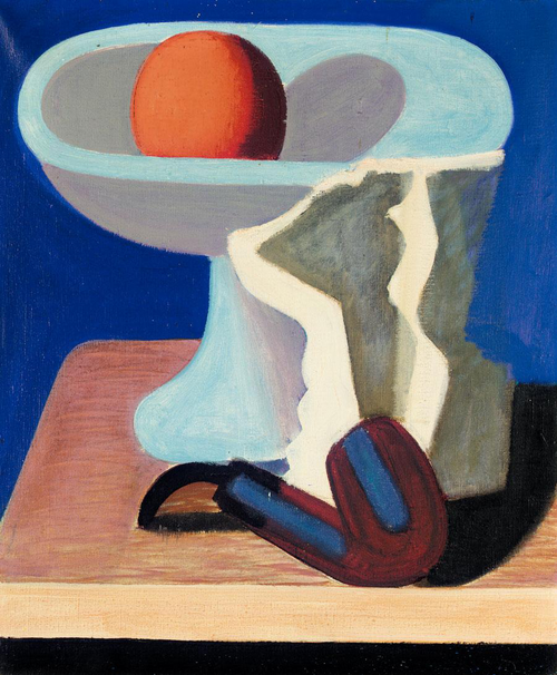 Still life with a pipe and orange., 1950, Vilhelm Lundstrøm