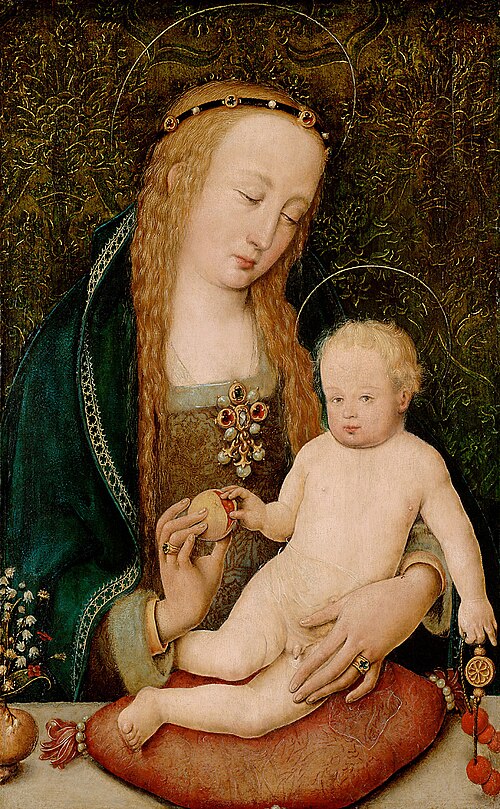 Maria, dem Kind einen Granatapfel reichend, 1511, Hans Holbein l'Ancien
