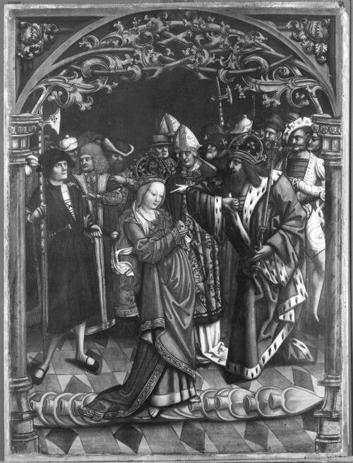 Kaiserin Kunigunde geht über glühende Pflugscharen (Werkstatt), 1506, Hans Holbein l'Ancien