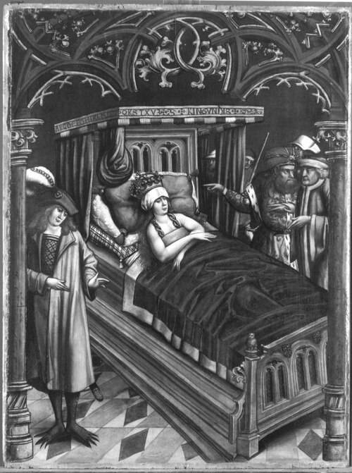 Der Teufel in Gestalt eines Jünglings im Gemach der Kaiserin Kunigunde (Werkstatt), 1506, Hans Holbein l'Ancien