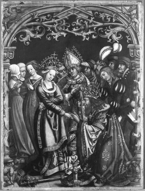 Kaiser Heinrich bittet die Kaiserin um Vergebung (Werkstatt), 1506, Hans Holbein l'Ancien