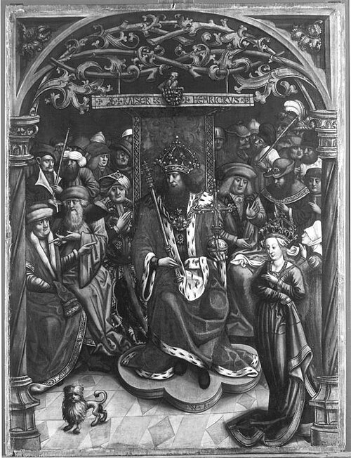 Kaiser Heinrich verurteilt die Kaiserin zum Gottesgericht (Werkstatt), 1506, Hans Holbein l'Ancien