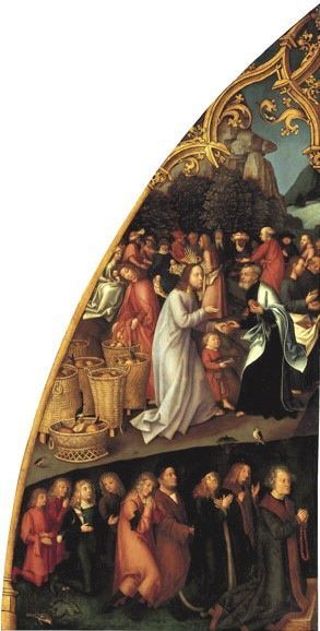 Epitaph der Schwestern Walther: Speisung der Fünftausend, 1502, Hans Holbein l'Ancien