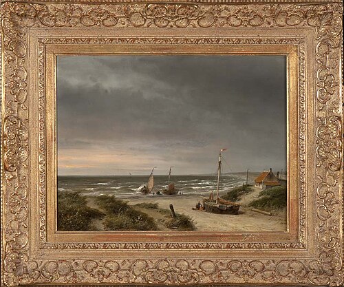 Strandgezicht met bomschuiten, 1844, Andreas Schelfhout