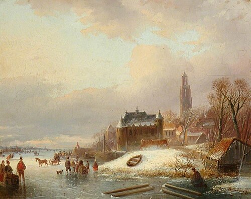 Snow Scene in Holland, , Andreas Schelfhout