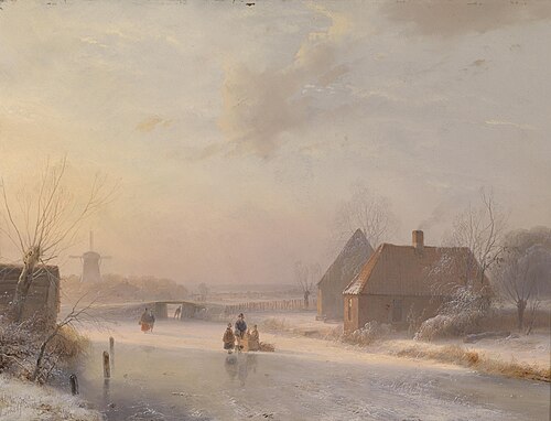 Holländische Winterlandschaft mit Eisläufern, 1870, Andreas Schelfhout