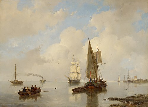 Zeeuwse stromen bij stil weer, 1850, Andreas Schelfhout