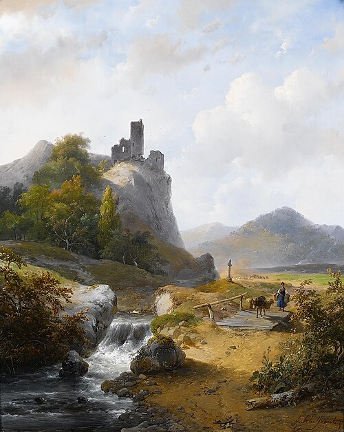 Paysage allemand avec ruine, 1844, Andreas Schelfhout