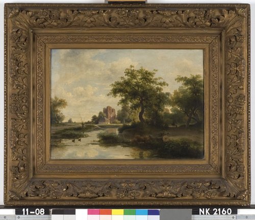 Landschap met de ruïnes van kasteel Brederode, 1854, Andreas Schelfhout