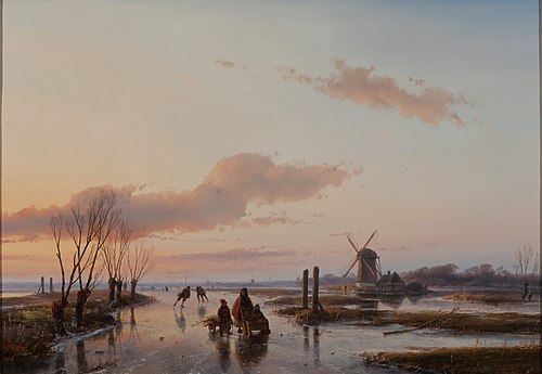 Bevroren vaart, 1845, Andreas Schelfhout