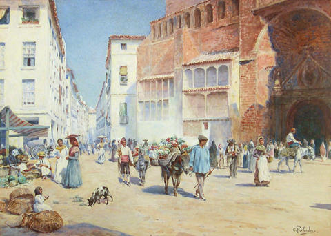 A Sunlit Street in Spain, , Charles Worsley