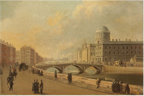 A view of the Four Courts and Richmond Bridge, , William Sadler