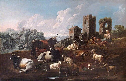 Shepherd and Cattle, 1730, Cajetan Roos