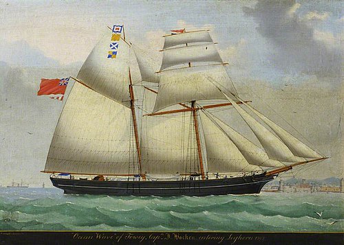 The schooner Ocean Wave entering Leghorn, 1873, , Luigi Renault