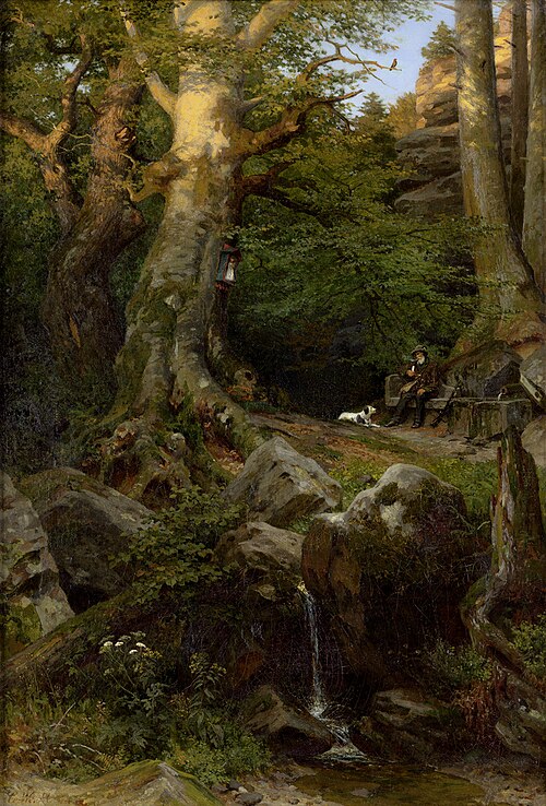 Partie im Elbsandsteingebirge (Abendruhe im Walde), , Carl Wilhelm Muller