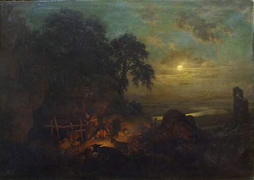 Night picture from the Roman campagna, 1868, Carl Wilhelm Müller
