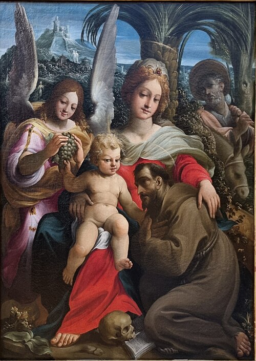 Saint François adorant l'Enfant, , Annibale Castelli