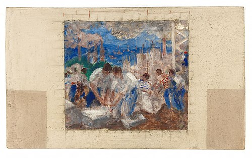 Le travail masculin : Esquisse pour l'école des garçons de la rue Küss, 13ème arrondissement de Pari, 1933, Jean Adler