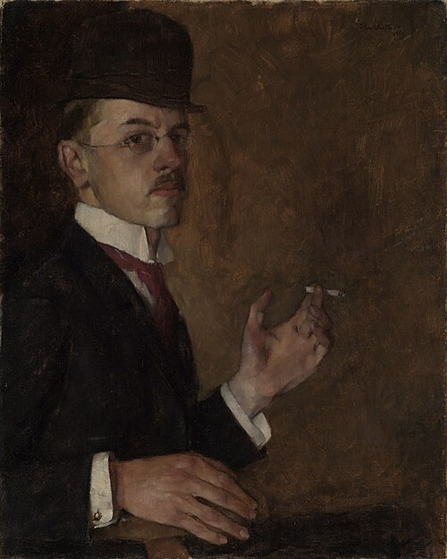 Selbstbildnis mit Zigarette, 1909, Hans Sutter