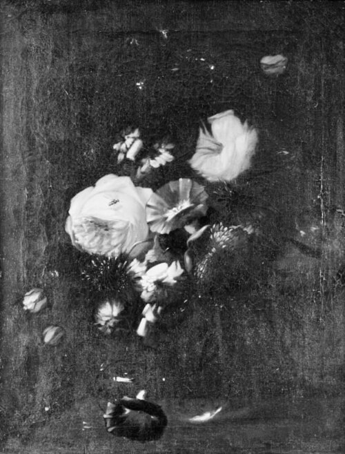 Flowers in a Glass Bottle, 1681, Karel Vogelaer