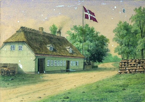 Sketch of the inn at Skotterup., 1882, Carl Emil Baagöe