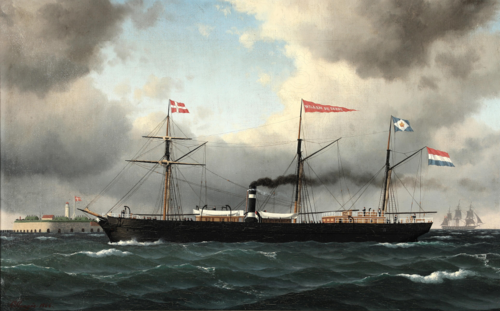 The Dutch steamship Willem de Derde off the Trekroner Fort., 1866, Carl Emil Baagöe