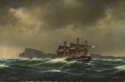 British ship passing Kullen in Sweden., 1874, Carl Emil Baagöe