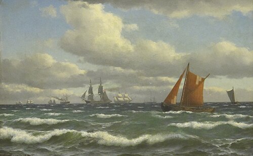 Sailboat with spritsail., 1878, Carl Emil Baagöe